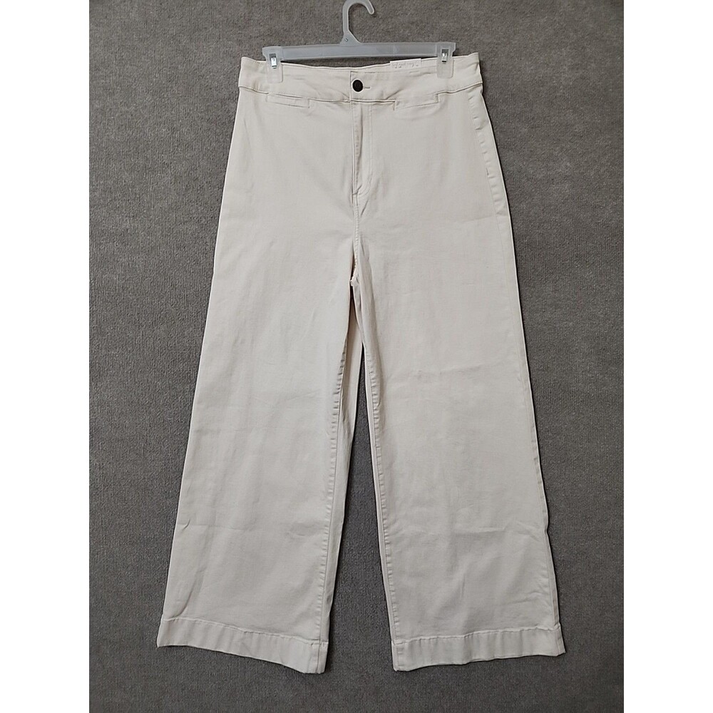 LC Lauren Conrad Super High Rise Wide Leg Jeans Womens 16 Cream Soft Stretch NEW